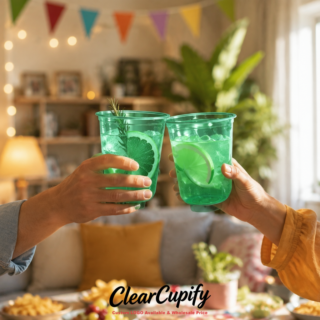 Viridian U-shaped Cup with Round Bottom: Stackable & Disposable Plastic Cup