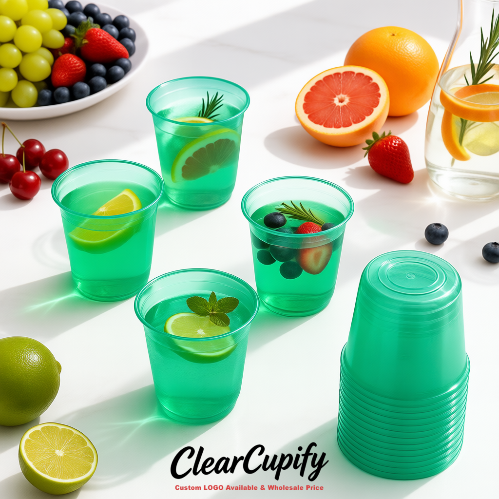 Viridian U-shaped Cup with Round Bottom: Stackable & Disposable Plastic Cup