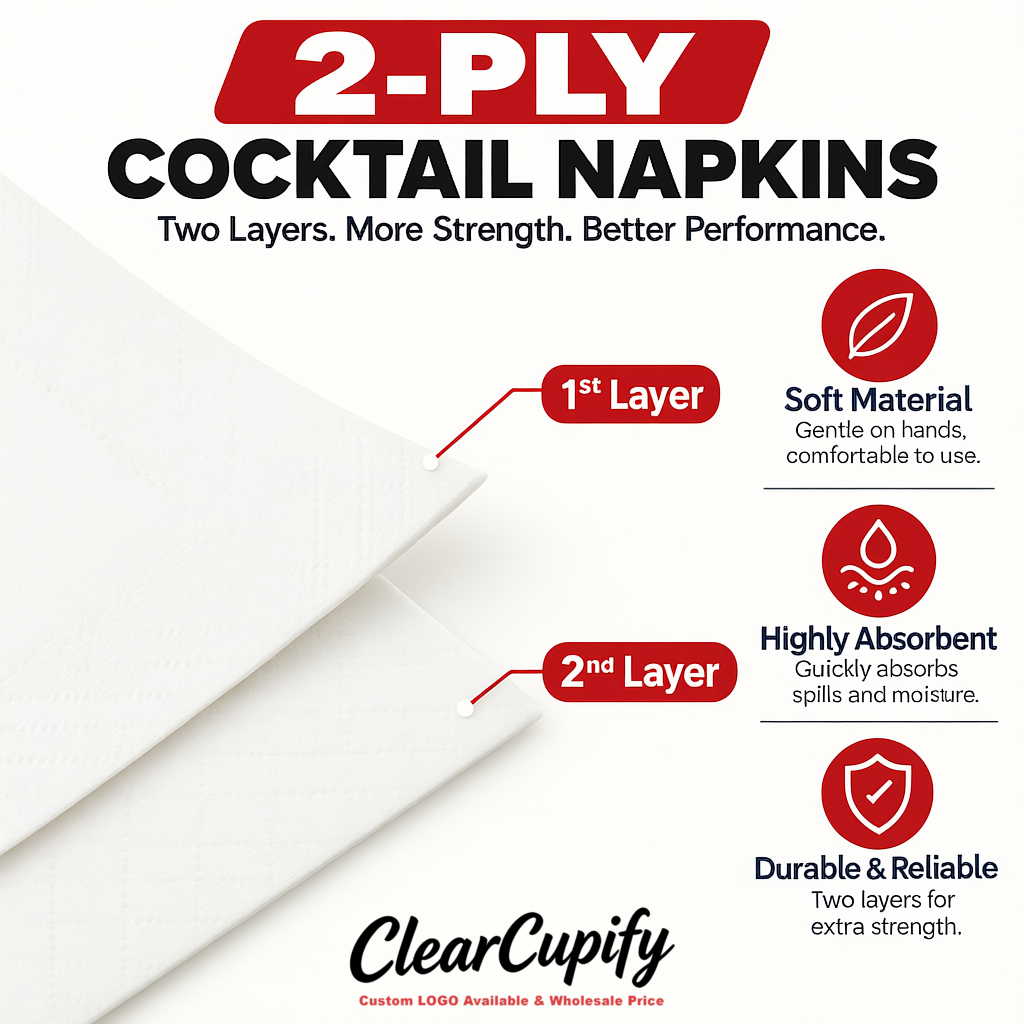 White Napkins Paper 4.5x4.5 Inch Disposable 2-Ply Cocktail Napkins Factory