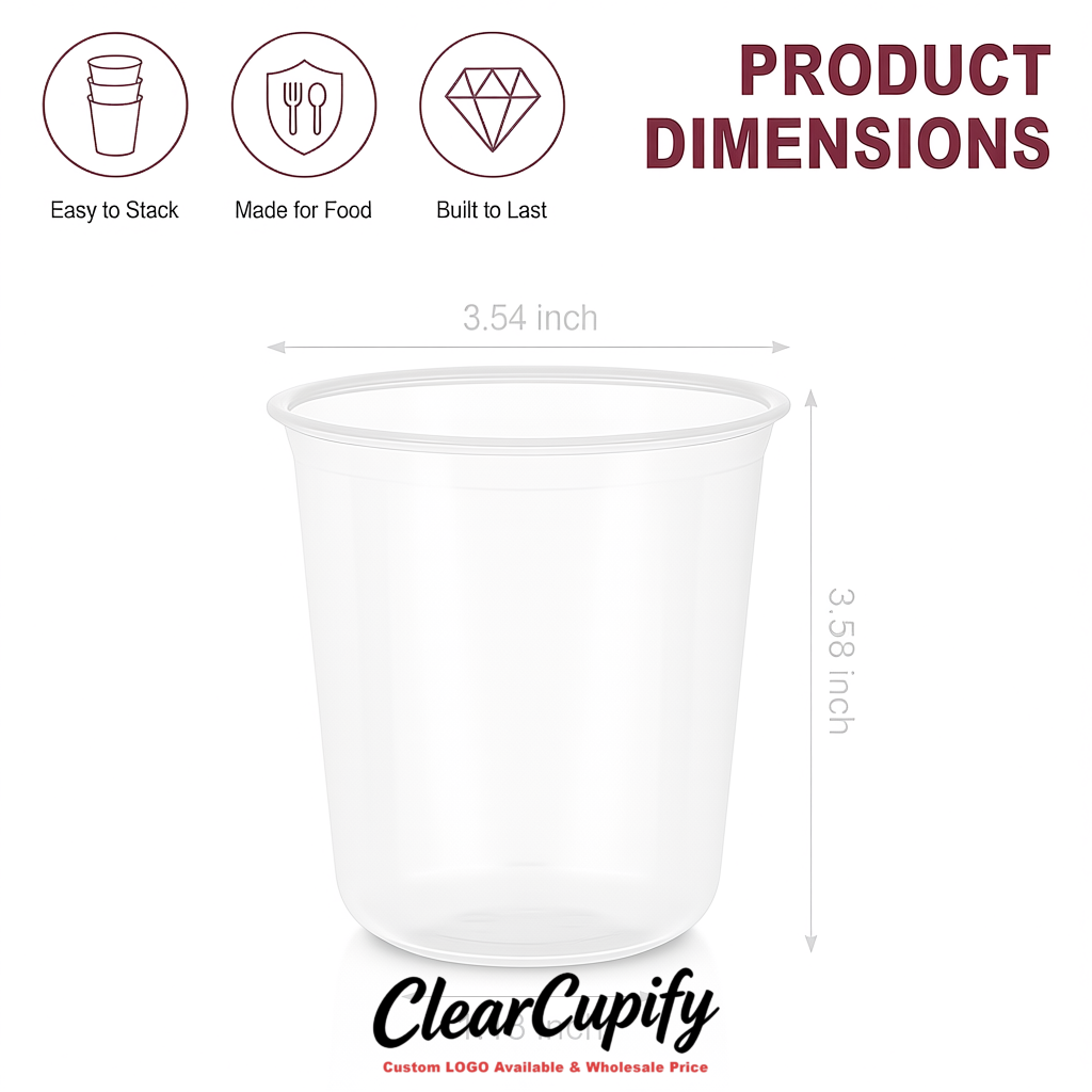 White U-shaped Cup with Round Bottom: Stackable & Disposable Plastic Cup